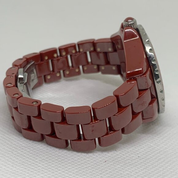 Isaac Mizrah Live! Ceramic red tone women watch 34mm quartz size 6” running - Picture 6 of 8